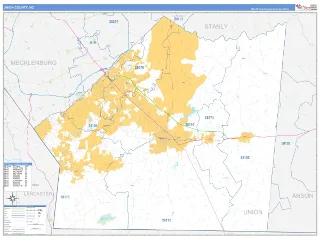 Union County, NC Business Reference style ZIP Code wall map