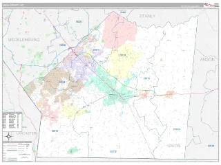 Union County, NC Classic style ZIP Code wall map