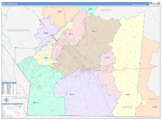 Union County, NC ColorCast style ZIP Code wall map