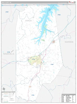 Vance County, NC Classic style ZIP Code wall map
