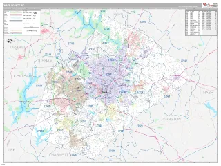 Wake County, NC Classic style ZIP Code wall map