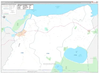 Washington County, NC Classic style ZIP Code wall map