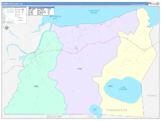 Washington County, NC ColorCast style ZIP Code wall map