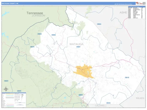 Watauga County, NC map