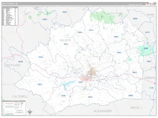 Wilkes County, NC Classic style ZIP Code wall map