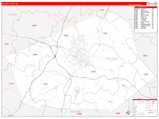 Wilson County, NC RedLine style ZIP Code wall map