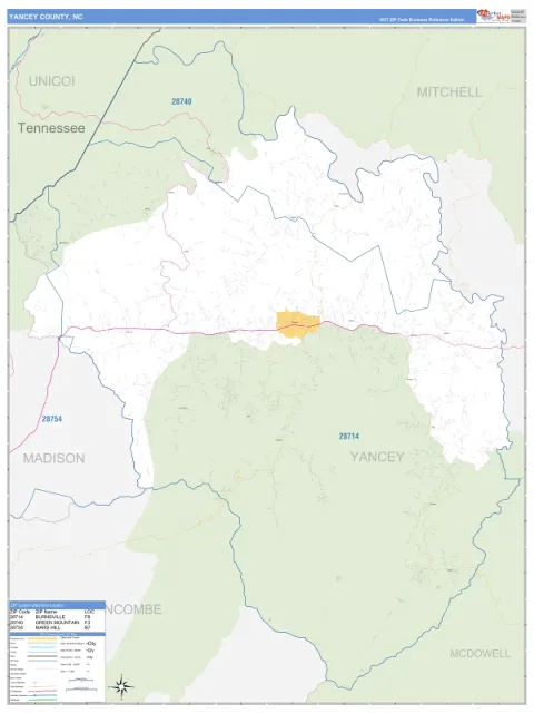 Yancey County, NC map