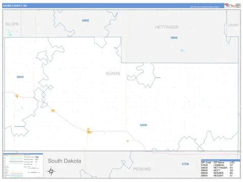 Adams County, ND map