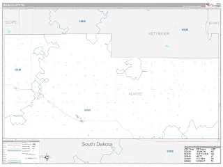 Adams County, ND Classic style ZIP Code wall map