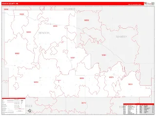 Benson County, ND RedLine style ZIP Code wall map