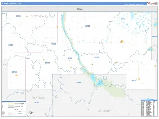 Bottineau County, ND Business Reference style ZIP Code wall map