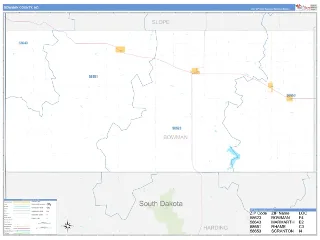 Bowman County, ND Business Reference style ZIP Code wall map