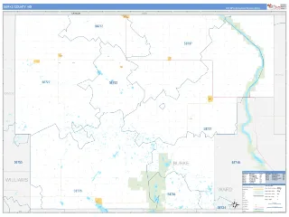 Burke County, ND Business Reference style ZIP Code wall map