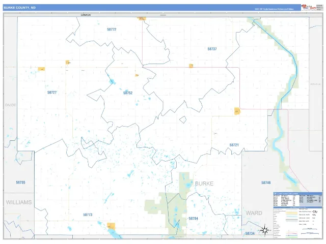 Burke County, ND ZIP Code Wall Map, Business Reference style