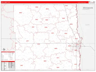 Cass County, ND RedLine style ZIP Code wall map