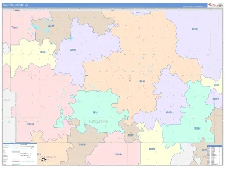 Cavalier County, ND ColorCast style ZIP Code wall map