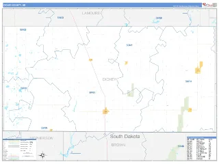 Dickey County, ND Business Reference style ZIP Code wall map