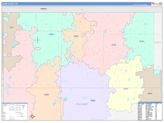 Divide County, ND ColorCast style ZIP Code wall map