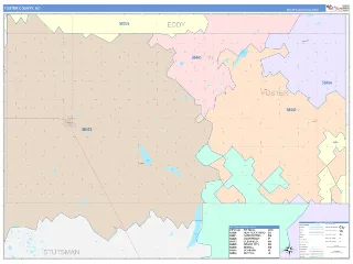 Foster County, ND ColorCast style ZIP Code wall map