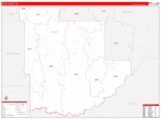 Grant County, ND RedLine style ZIP Code wall map