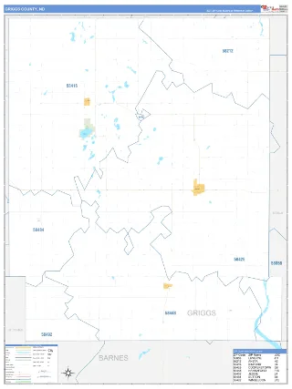 Griggs County, ND Business Reference style ZIP Code wall map