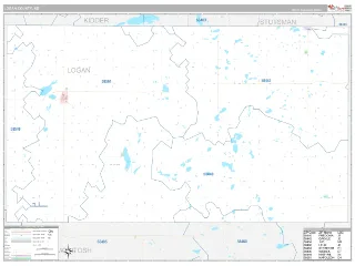 Logan County, ND Classic style ZIP Code wall map