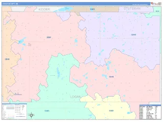 Logan County, ND ColorCast style ZIP Code wall map
