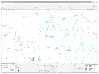 McIntosh County, ND Classic style ZIP Code wall map