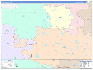 McIntosh County, ND ColorCast style ZIP Code wall map