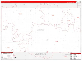 McIntosh County, ND RedLine style ZIP Code wall map