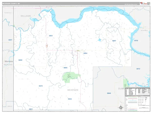McKenzie County, ND ZIP Code Wall Map, Classic style