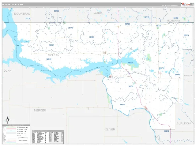 McLean County, ND ZIP Code Wall Map, Classic style