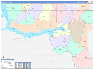 McLean County, ND ColorCast style ZIP Code wall map