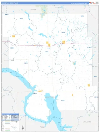 Mountrail County, ND Business Reference style ZIP Code wall map