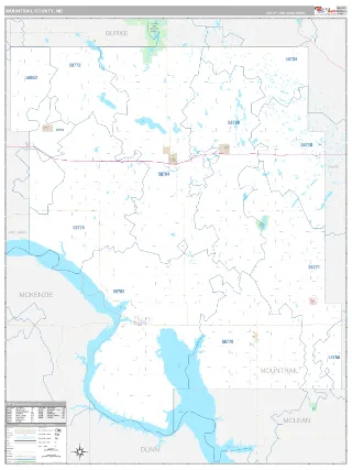 Mountrail County, ND Classic style ZIP Code wall map