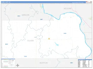 Oliver County, ND Business Reference style ZIP Code wall map