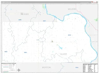 Oliver County, ND Classic style ZIP Code wall map