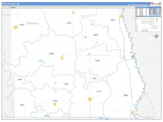 Pembina County, ND Business Reference style ZIP Code wall map