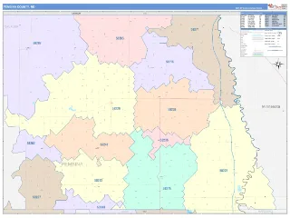 Pembina County, ND ColorCast style ZIP Code wall map
