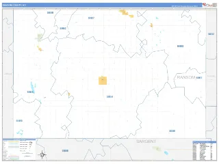 Ransom County, ND Business Reference style ZIP Code wall map