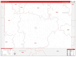 Ransom County, ND RedLine style ZIP Code wall map