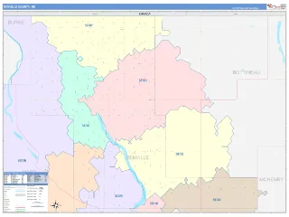 Renville County, ND ColorCast style ZIP Code wall map