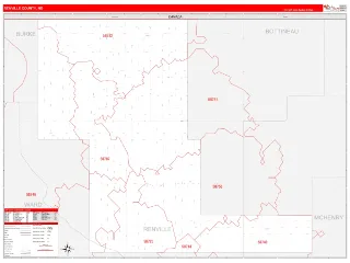 Renville County, ND RedLine style ZIP Code wall map