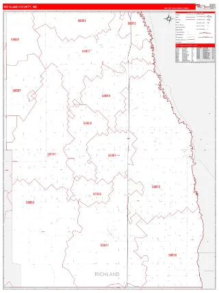 Richland County, ND RedLine style ZIP Code wall map