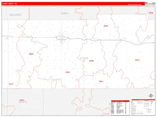 Stark County, ND RedLine style ZIP Code wall map