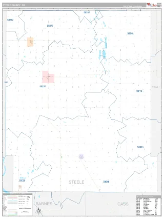 Steele County, ND Classic style ZIP Code wall map