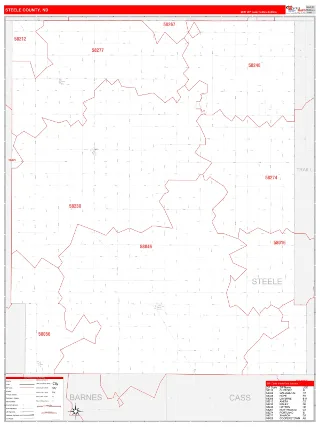 Steele County, ND RedLine style ZIP Code wall map