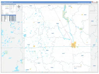 Stutsman County, ND Business Reference style ZIP Code wall map