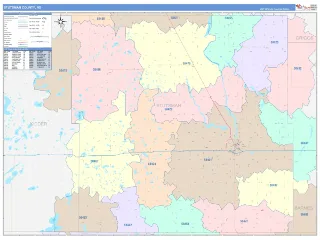 Stutsman County, ND ColorCast style ZIP Code wall map