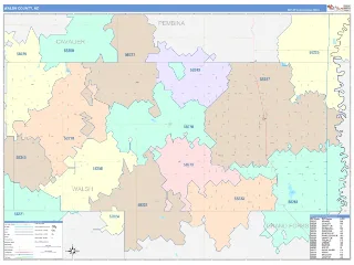 Walsh County, ND ColorCast style ZIP Code wall map